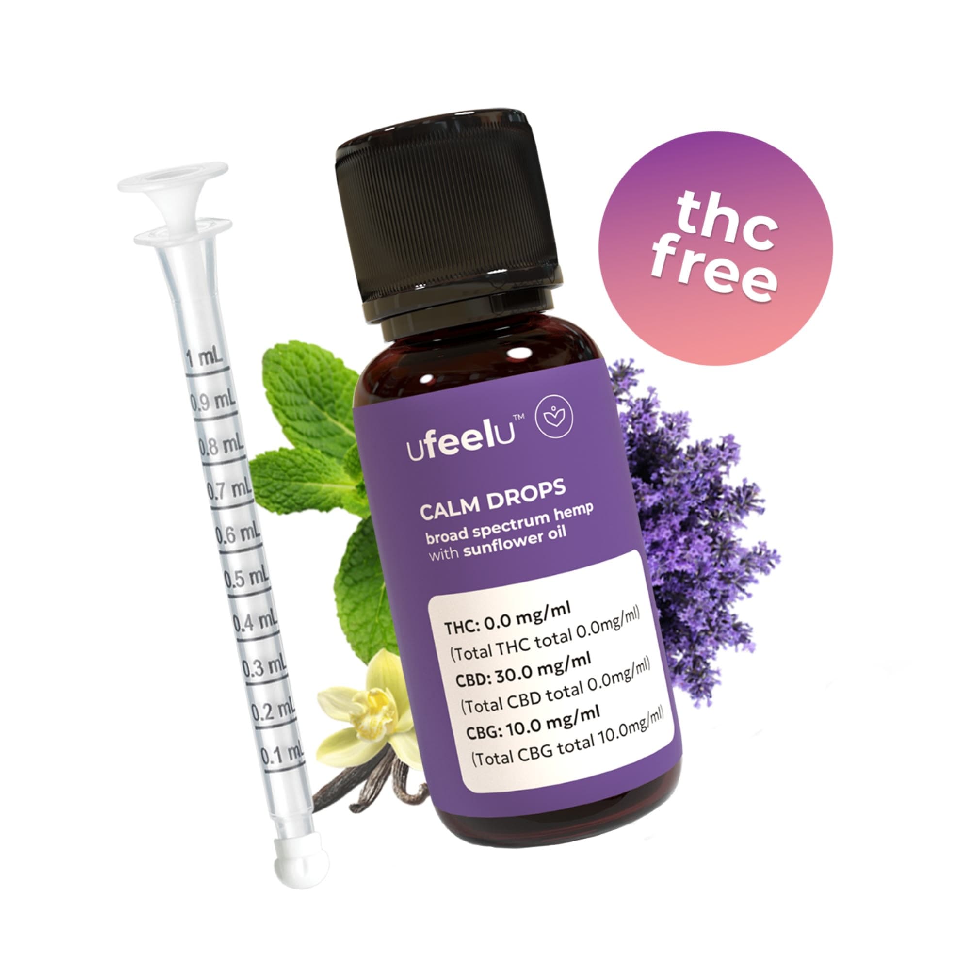 Ufeelu - 3:1 Calm Drops CBD:CBG - 30ml- Tincture